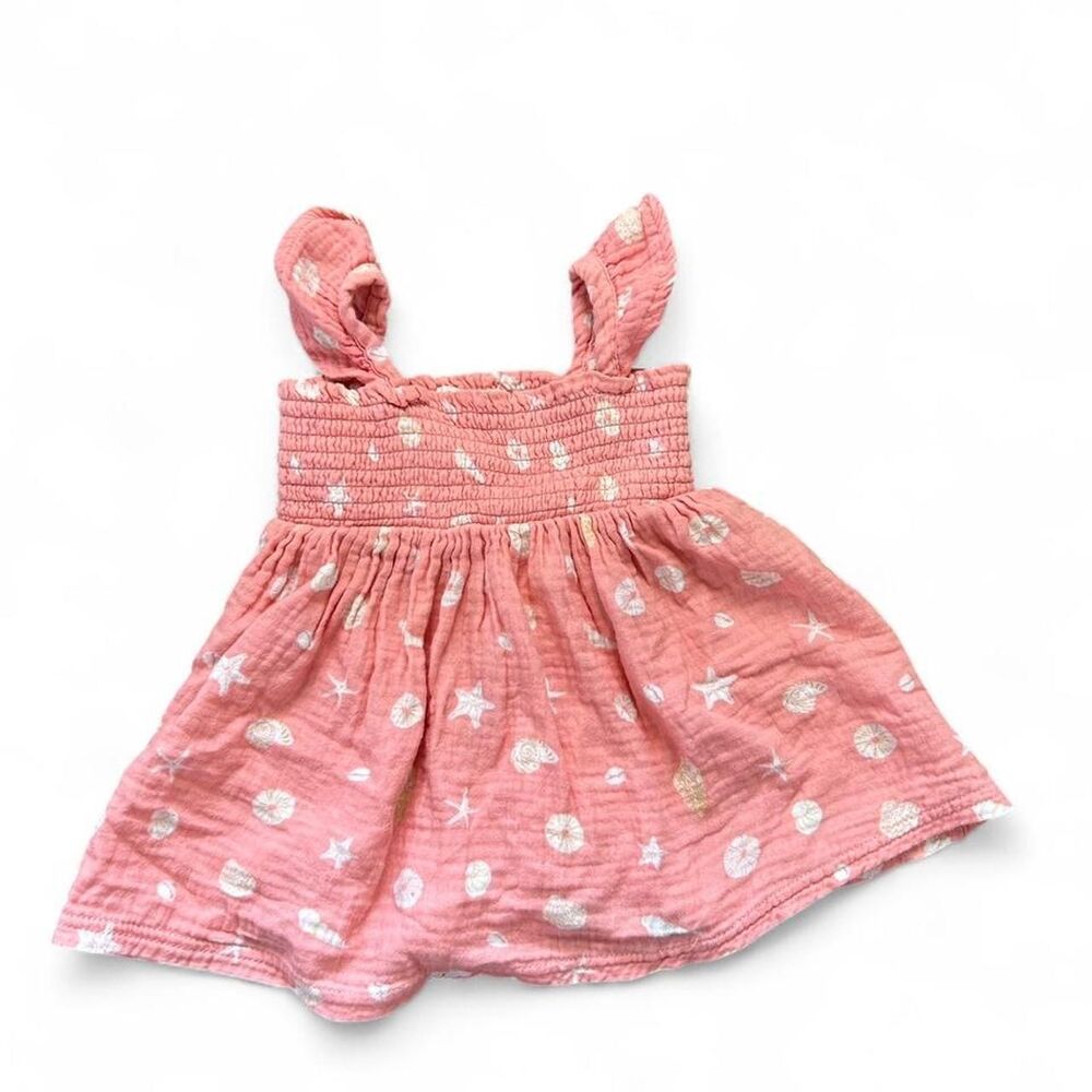Rabbit Bear Organic Cotton Seashell Smocked Dress - size 12 months
